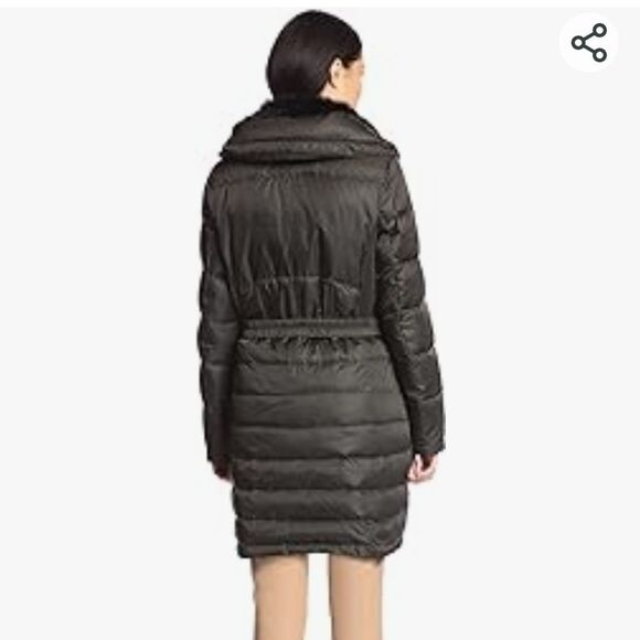 Vince Camuto Faux-Fur Trim Hooded Down Parka belt - Picture 3 of 10